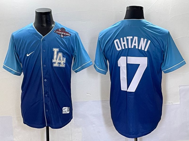 Men 2025 Los Angeles Dodgers #17 Ohtani Blue Nike MLB Jersey Drift style 4->los angeles dodgers->MLB Jersey